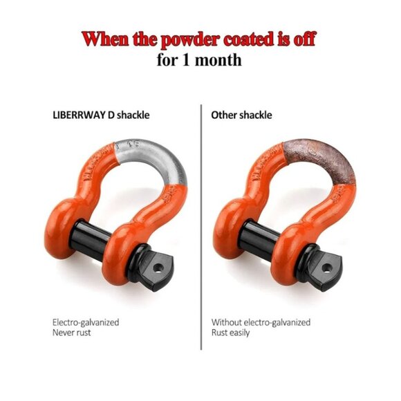 LIBERRWAY Shackles 3/4" (2 Pack) D Ring Shackle Rugged Off Road Shackles - Picture 4 of 10